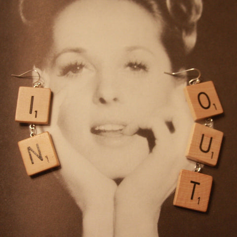 in one ear, out the other...Scrabble earrings