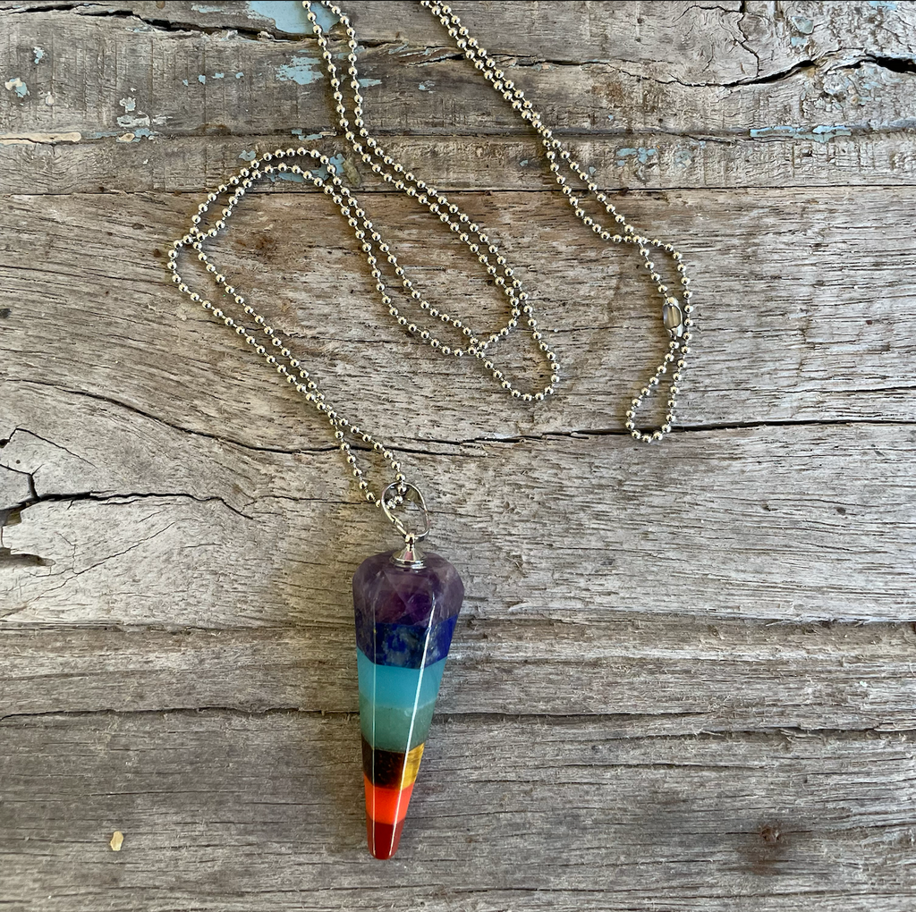Chakra (Multi Stone) Pyramid Point Necklace