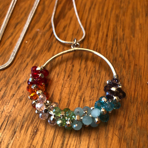 Rainbow Circle Pendant Necklace