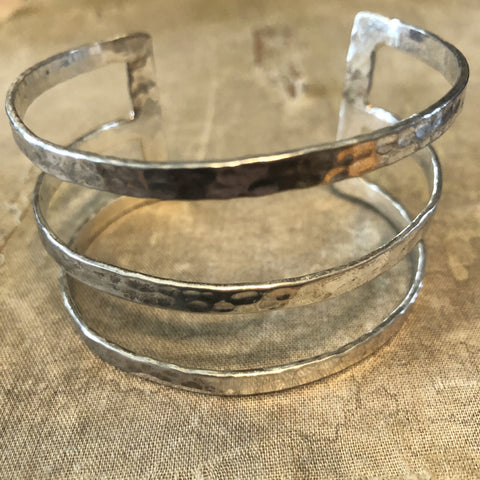 Silver Metal Bracet with 3 bars