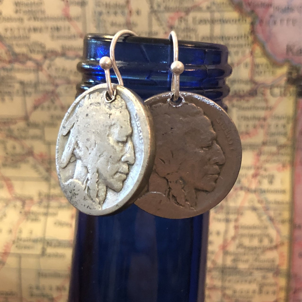 Vintage Chief Native American Nickel Coin Earrings