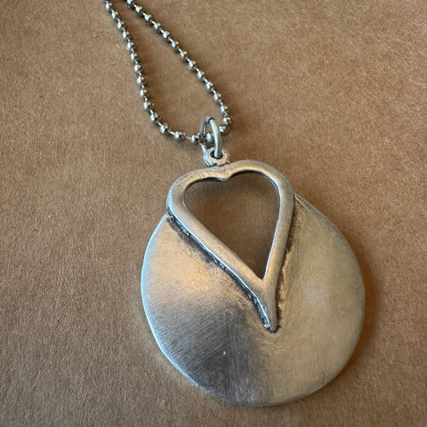 Antique Silver Heart Pendant on Chain