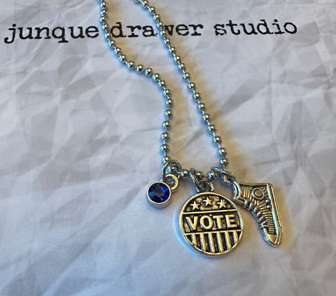 VOTE Blue Necklace with Charms