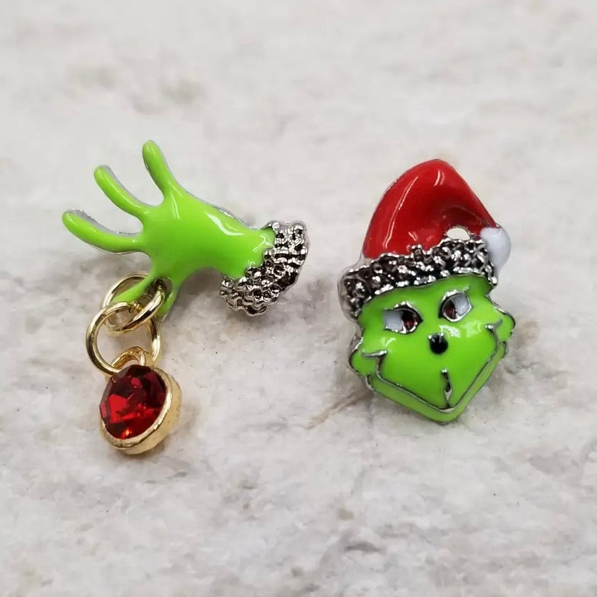 Grinch Christmas Stud Earrings