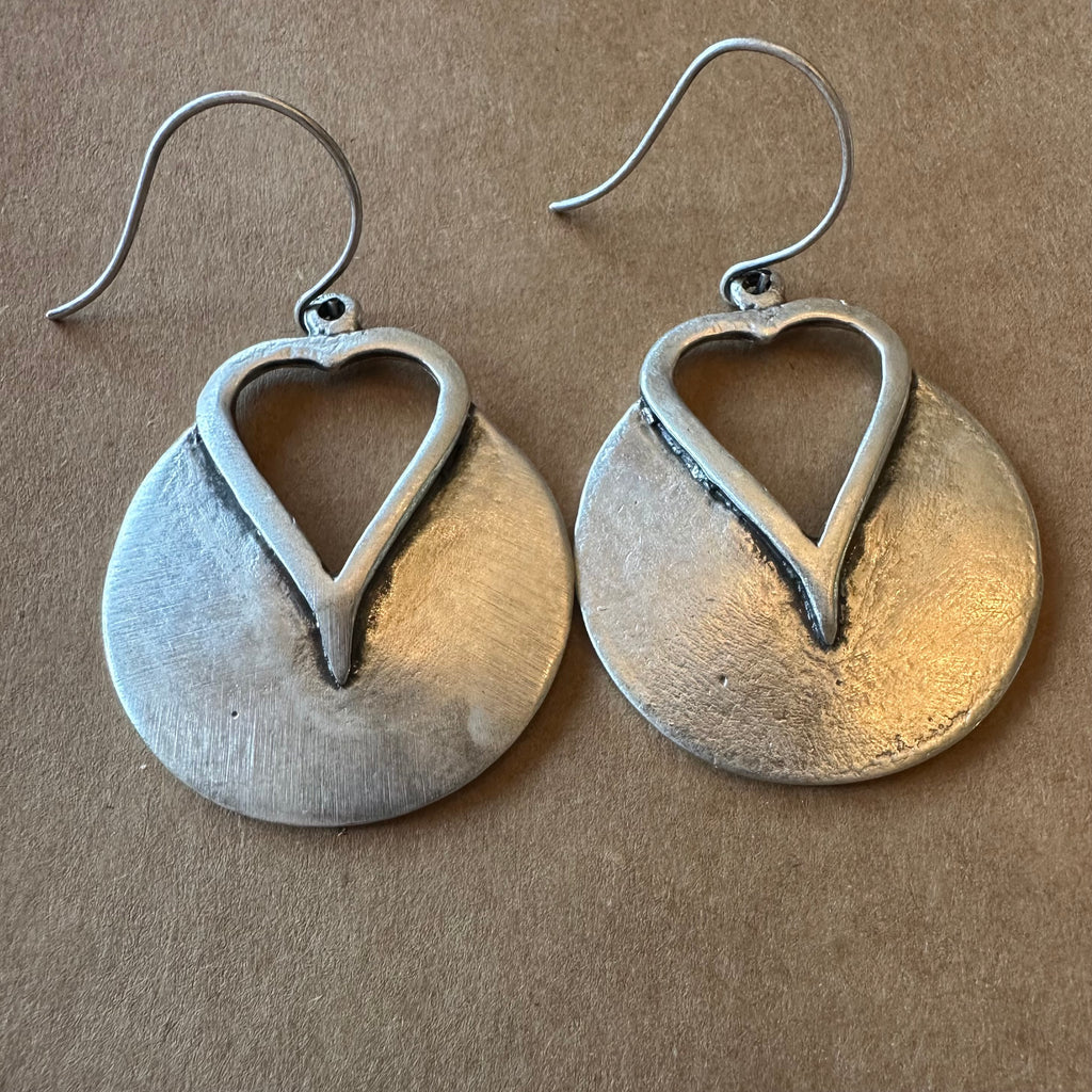 Antique Silver Heart Earrings