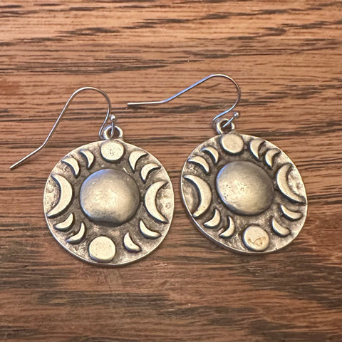 Moon Phase Circular Earrings