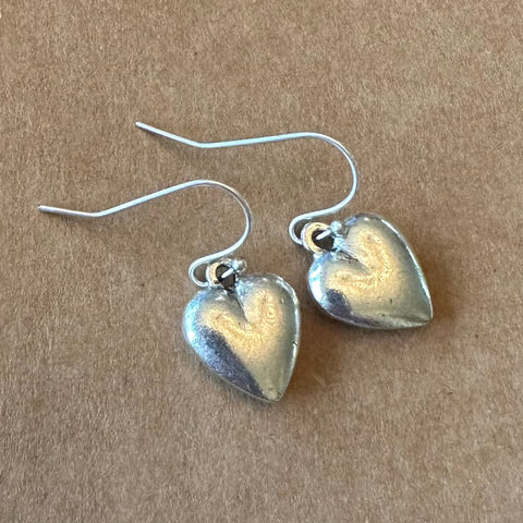 Simple Silver Puffy Heart Earrings