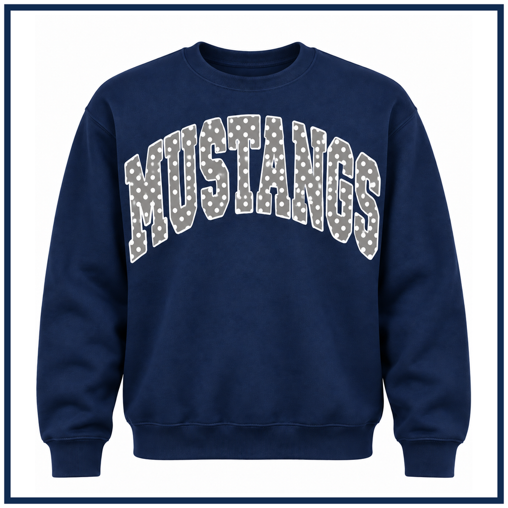 Mustangs Polka Dot Varsity Crewneck