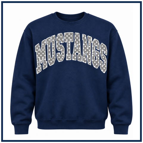Mustangs Polka Dot Varsity Crewneck