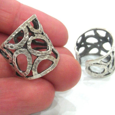 Caged Ovals Antique Silver Ring