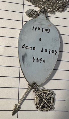 Stamped Spoon Necklace Living a damn juicy life
