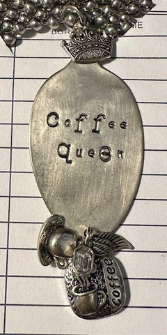 Stamped Spoon Coffee Queen Necklace