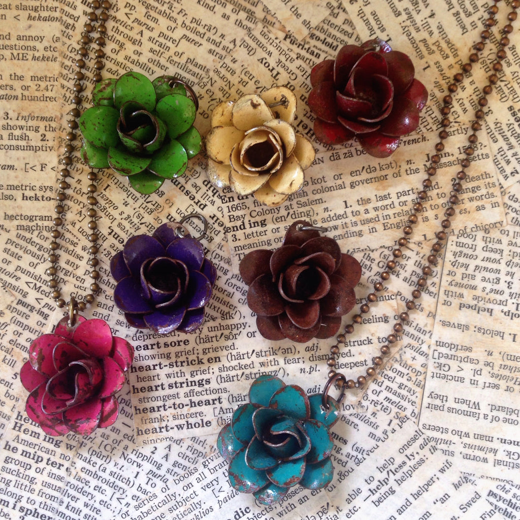 metal rose necklace