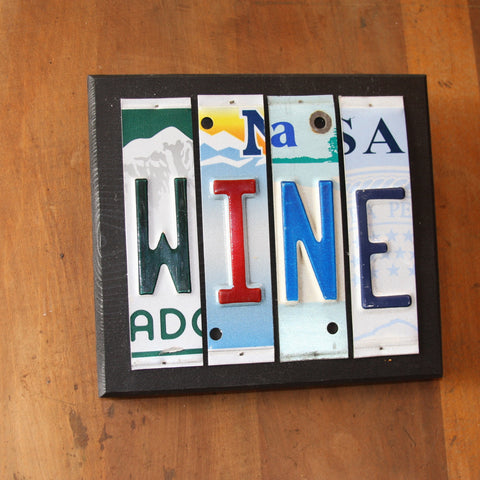 wine license plate art