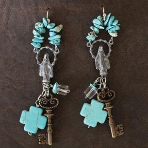turquoise cross earrings