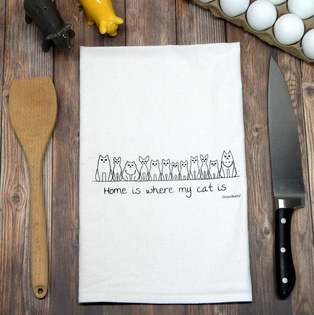 Home Is Where My Cat Is Tea Towel