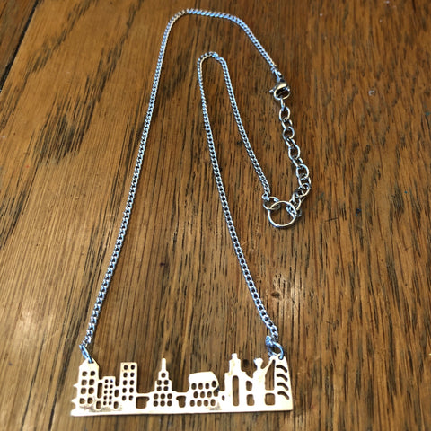 Silver Cutout New York Skyline Necklace