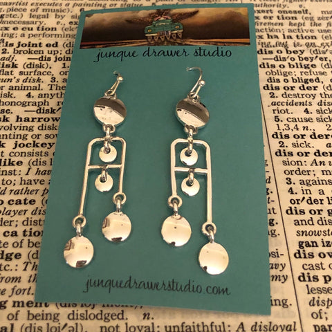 Shiny silver circle patterned earrings