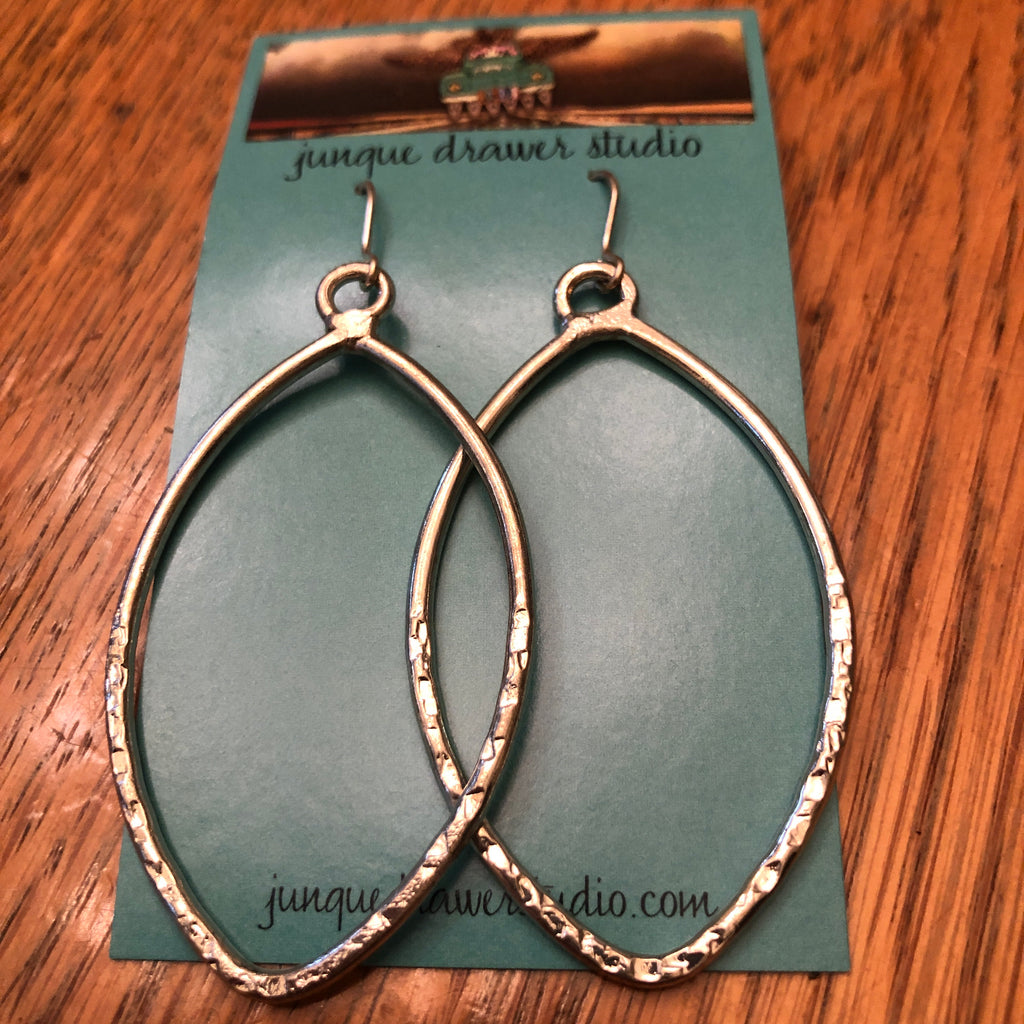 Silver teardrop hoop earrings