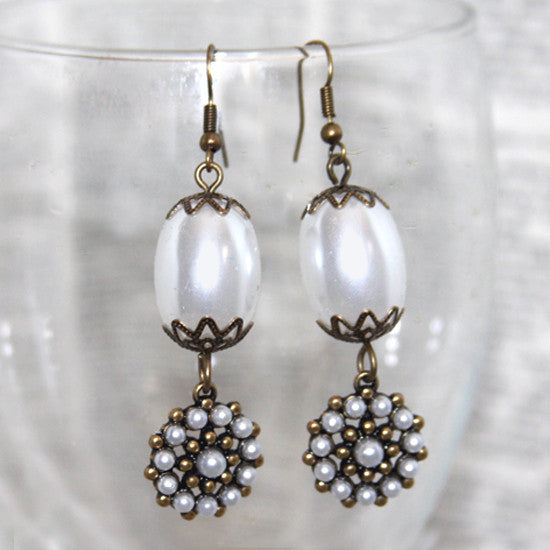 pearl bronzed bauble earrings