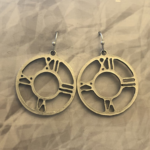 Clock Face Silver Earrings