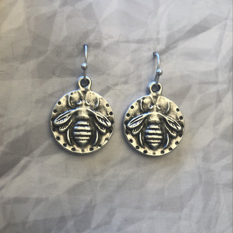 Bee silver earrings