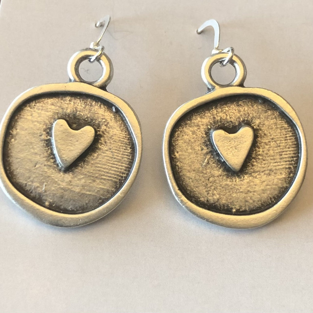 Heart Silver Seal Earrings