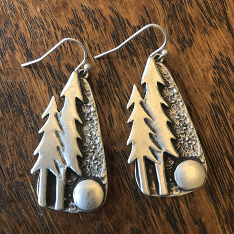 Pine Trees with Moon Earrings