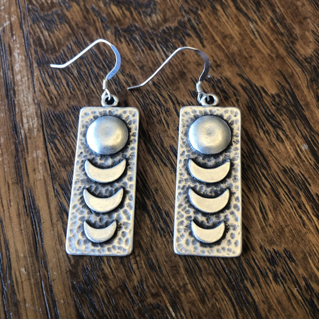 Moon Phases Silver Earrings