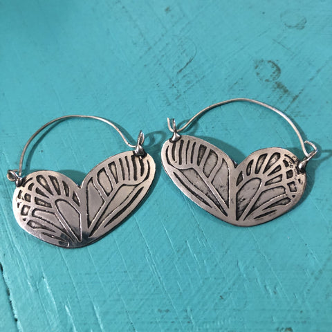 Silver Butterfly Loop Earrings