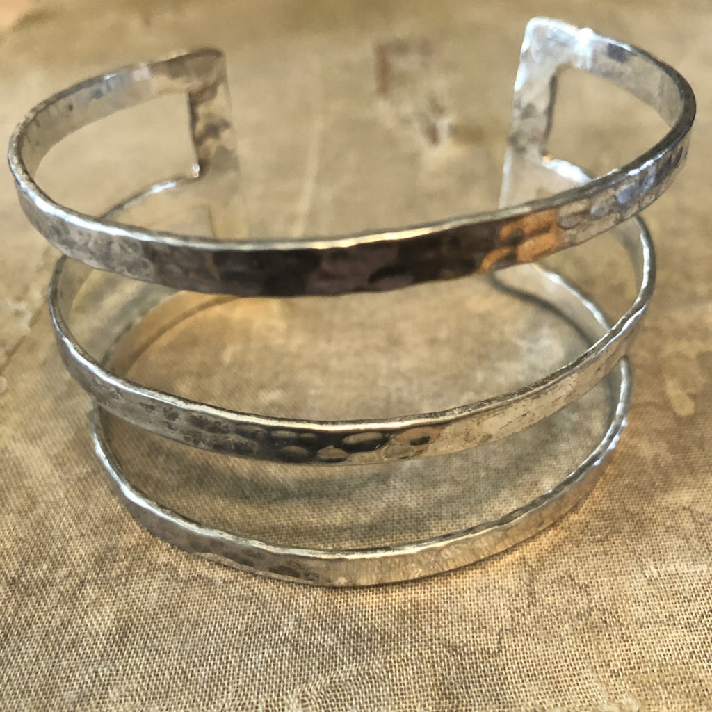 Silver Metal Bracet with 3 bars