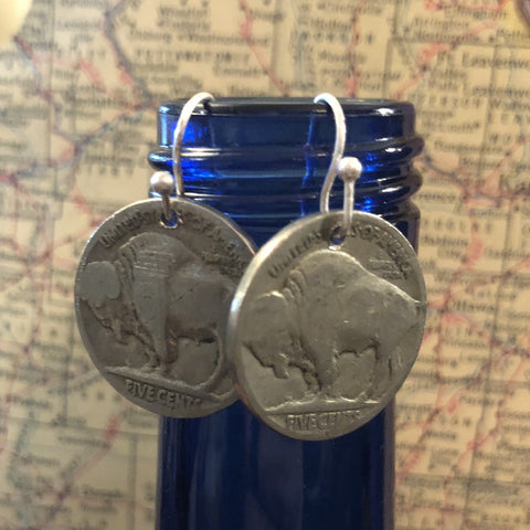Vintage Buffalo Nickel Coin Earrings